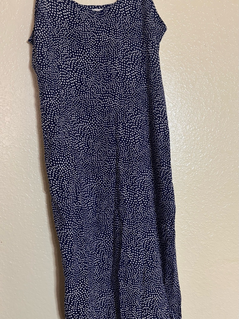 bobeau Navy and White Polka Dot Sleeveless Jumpsuit